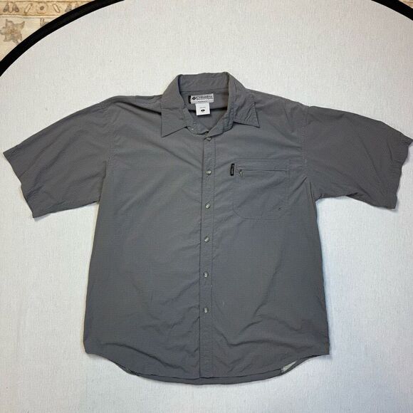 Columbia Men’s Short Sleeve Button Down Shirt Grey Sz L - Picture 1 of 6